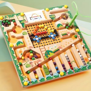 Wooden Maze Toy for Youngsters 3+ - Magnetic Color & Number Learning, Fine Motor Skills Puzzle Board