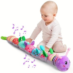 Soft & Curly Baby Toys for 0-12 Months, Musical Stuffed Animals for Newborn Boys, Halloween & Christmas Gifts