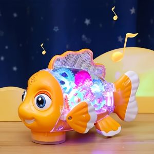 Interactive Clownfish Swing Toy for Youngsters - Educational Light & Music, Transparent Design - Perfect Christmas, Halloween, and Holiday Gift