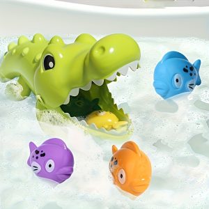 Crocodile Bath Toy Set: Non-Toxic ABS Plastic Fishing Game for Toddlers (0-3 Years), Educational Floating Toys for Fun in the Tub