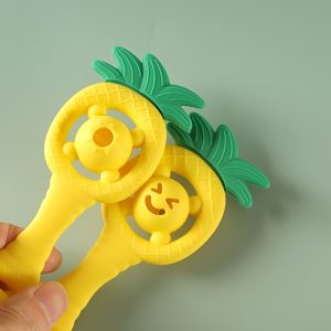 Silicone Teether Youngsters Anti-Sucking and Grinding Teether for Youngsters with Pineapple Rattle