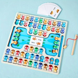 YIDIEMO Wooden Duel Fishing Game - Educational Toy for Spelling, Counting & Color Sorting | Fine Motor Skills Development | Early Learning Aid for Youngsters | Perfect Gift for Birthdays, Halloween & Christmas