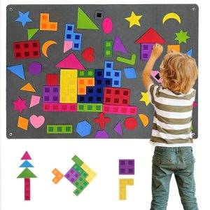 Shape Teaching Felt Board Story Set 41X29.5Inch Colorful Teacher'S Assistant Tangram Story Telling Interactive Game Set Children'S Wall Hanging Gift Christmas Halloween