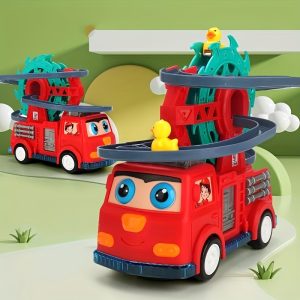 Electric Fire Engine Duck Toy Automatic Climbing Stairs Ferris Wheel Music Light Track Car Engineering Car Toy Birthday Gift